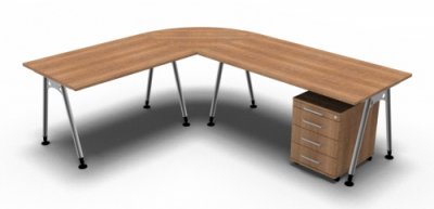 Schreibtisch-Kombination A972 nussbaum